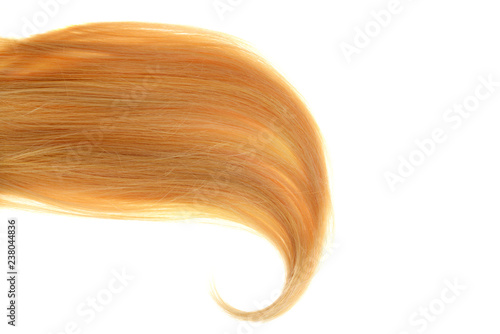 piece of blond hair with fat curl isolated
