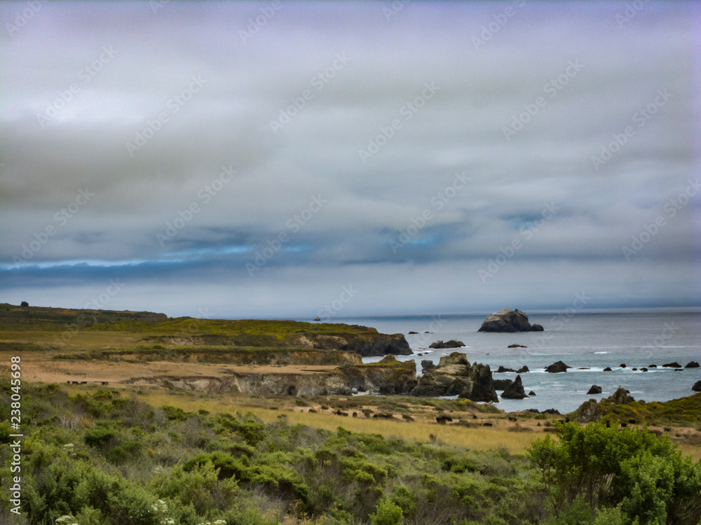 landscape with mountains and clouds on Central Coast, California landscape with mountains and clouds on Central Coast, California