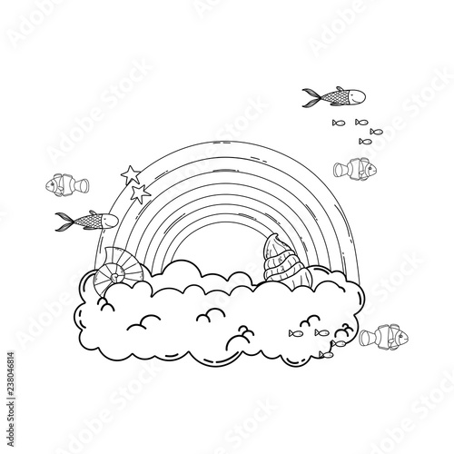 cute rainbow with cloud