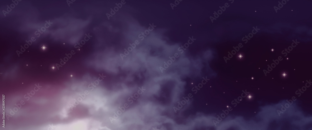 Fototapeta premium Astral cosmic background of night sky with stars and mysterious clouds