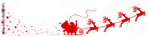 Red Santa Claus flyin on Christmas sleigh – vector