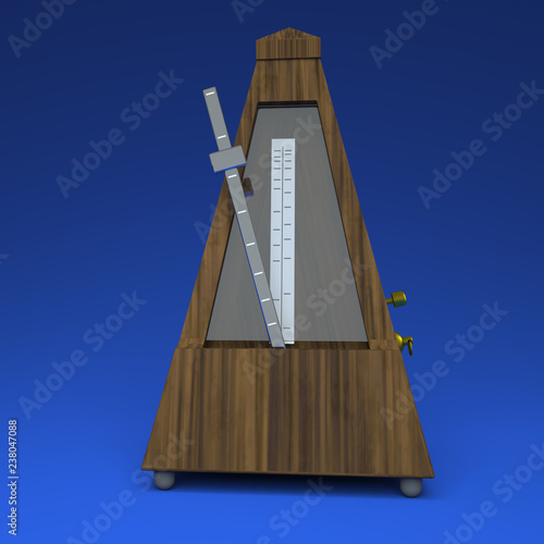 3D rendering metronome on light blue background photo