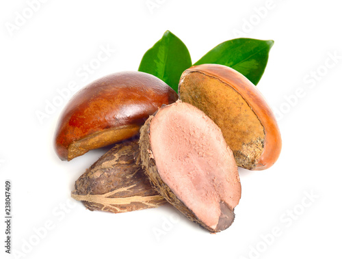 Canvas Print Shea butter nuts or karite fruit. Isolated on white background