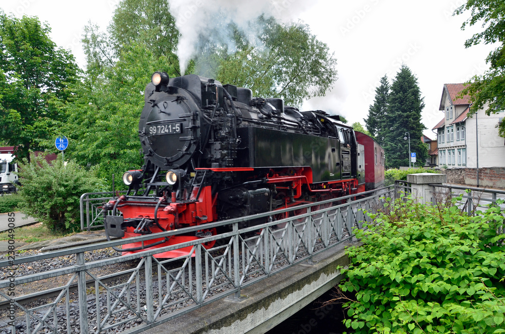 Fototapeta premium Dampfzug der Harzer Schmalspurbahn in Wernigerode
