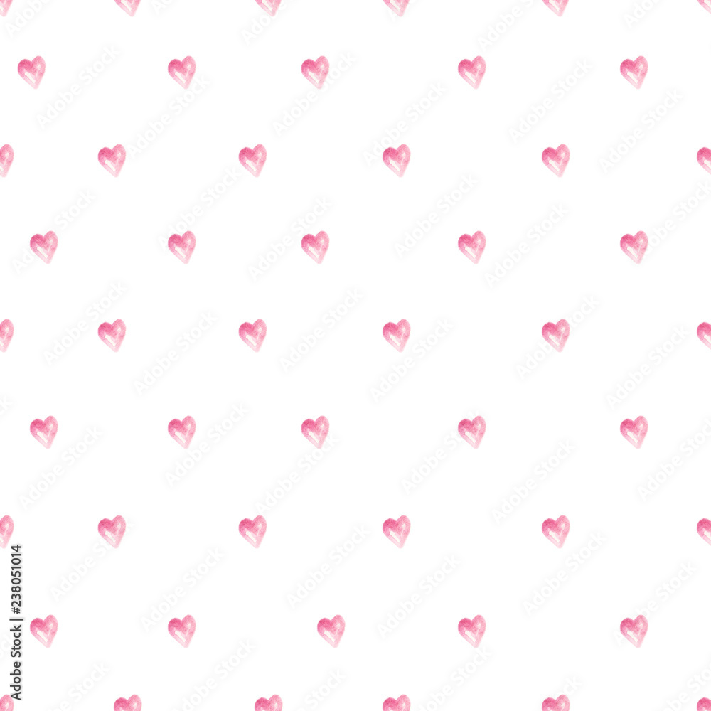 watercolor pattern with pink litlle heart
