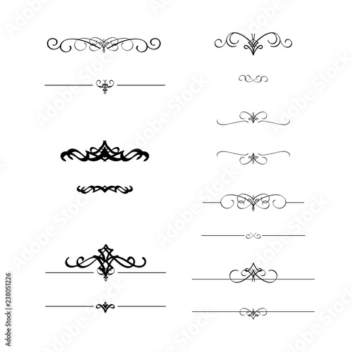Calligraphic border divider frame design element in classic vintage calligraphy style for wedding or greeting new year, Christmas, Valentine's  card decoration ornament with flourish mandala  line art