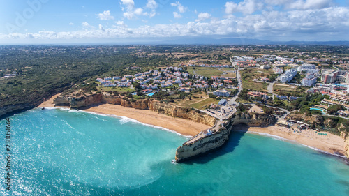 Fototapeta Naklejka Na Ścianę i Meble -  Aerial. Beautiful Portuguese beaches Armacao de Pera, view from the sky.
