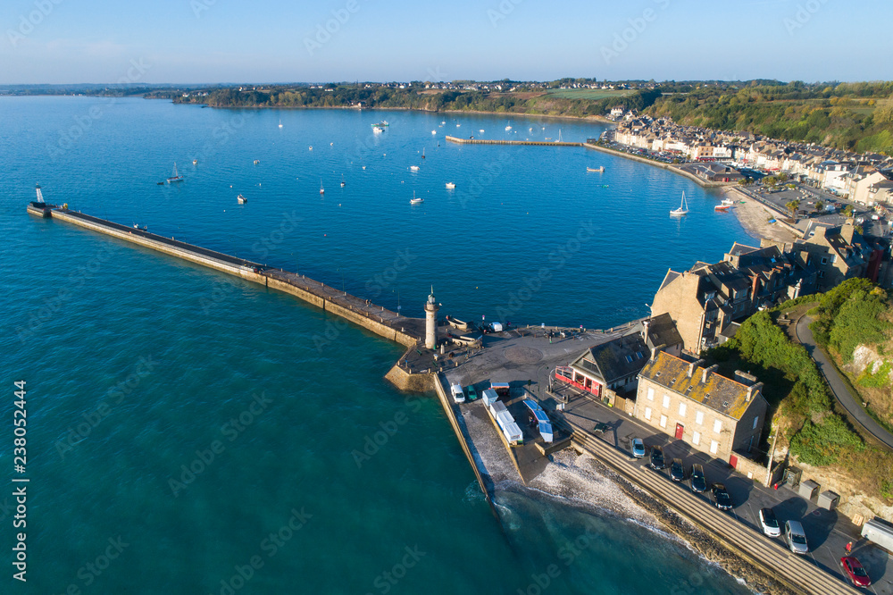 aerial view to pier and harbor in France