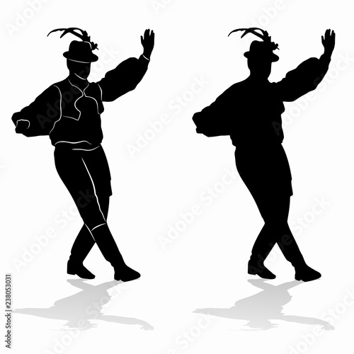silhouette of folklore dancer, vector draw