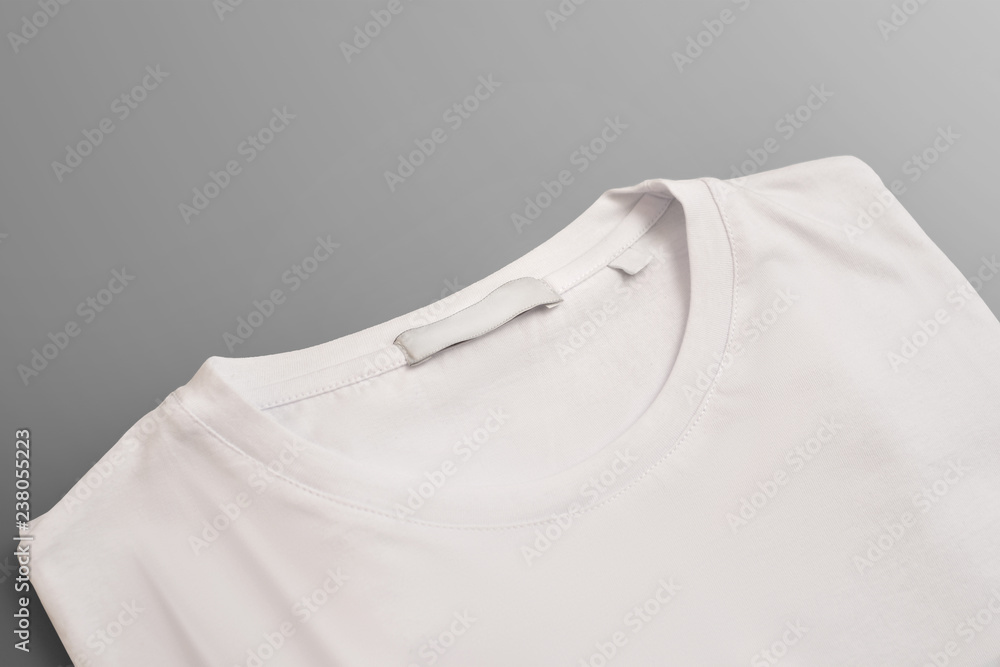 Studio template with close up fragment of a collar blank t-shirt. Studio template with close up fragment of a collar blank t-shirt.