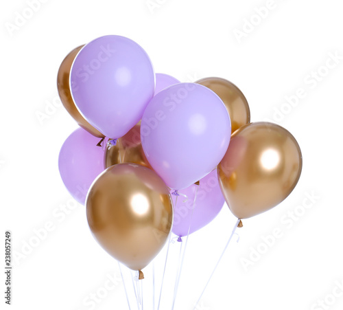 Colorful balloons on white background. Party object