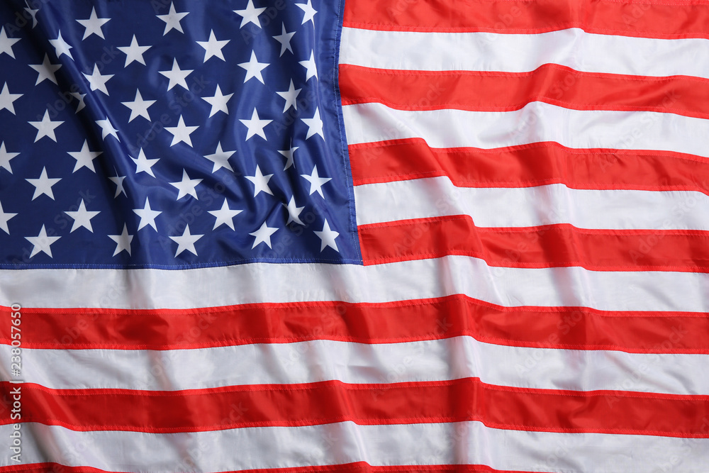 Fototapeta premium American flag as background, top view. National symbol of USA