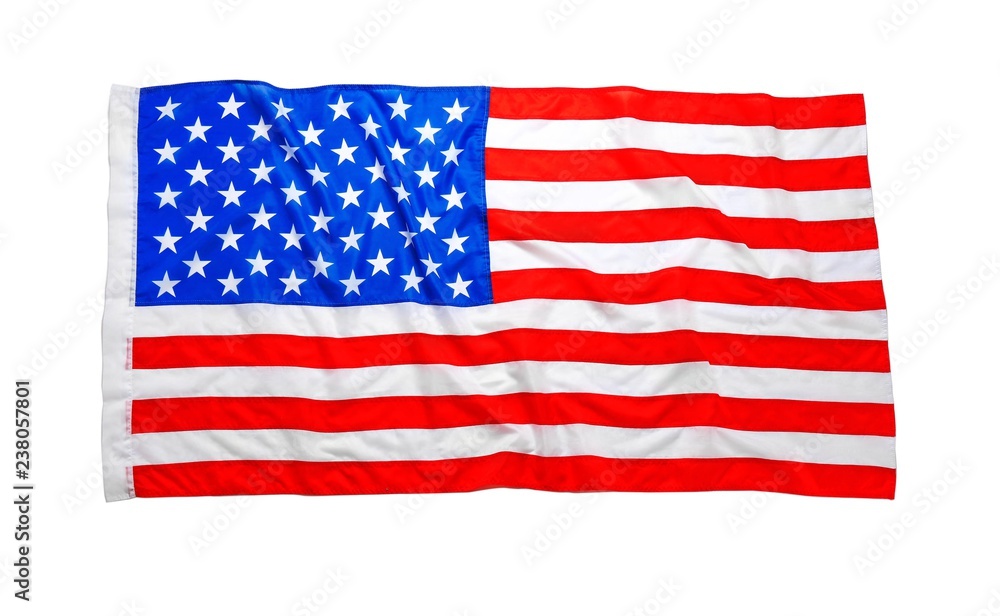 Fototapeta premium Amerykańska flaga na białym tle. Symbol narodowy USA
