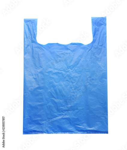 Color disposable plastic bag isolated on white