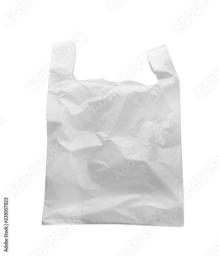 Clear disposable plastic bag isolated on white