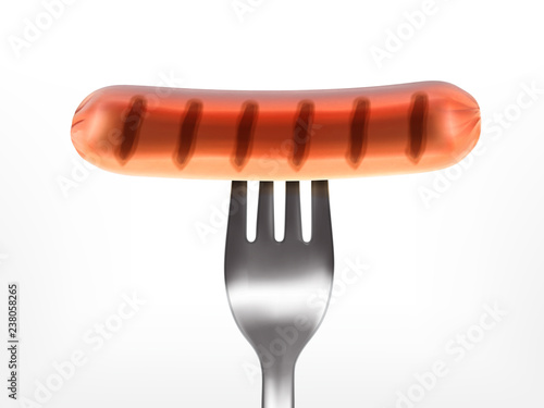Sausage grilled with fork