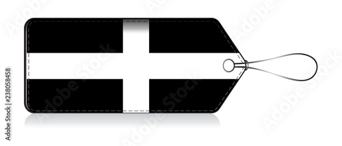 Flag of Cornwall, cornish flag, Saint Piran's flag label