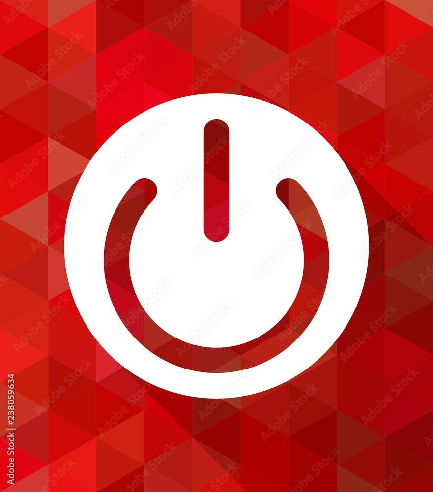Power sign icon. Switch on symbol. Turn on, off energy. Element in flat designover geometric background. Triangular pattern Power sign icon. Switch on symbol. Turn on, off energy. Element in flat designover geometric background. Triangular pattern