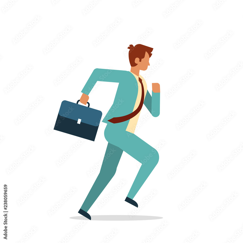 businessman running hold briefcase male office worker business man cartoon  character full length flat isolated Stock Vector | Adobe Stock