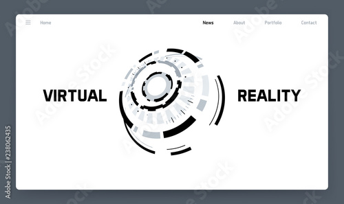 3D Futuristic Technology Circle Elements Design. Landing Page, Big Data, Virtual Reality, Artificial Intelligence, Hologram Screen, Science Fiction, Security System. Vector EPS 10 Illustration