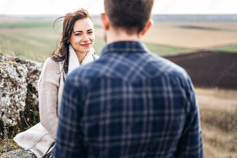 Romantic happy couple enjoy spending time together outdoor. Romantic happy couple enjoy spending time together outdoor.