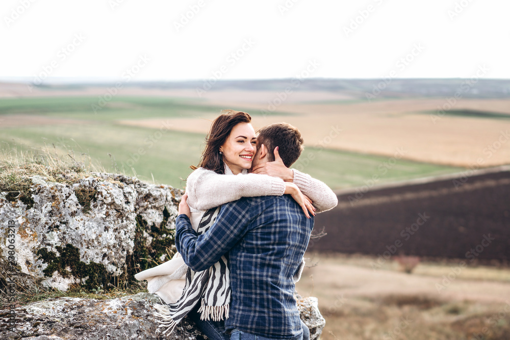 Romantic happy couple enjoy spending time together outdoor. Romantic happy couple enjoy spending time together outdoor.