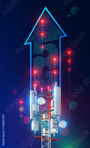 5g tower communication antenna. fast speed station of wireless mobile internet . transmitter transfer signal of cellular network. telecommunication broadcast concept.