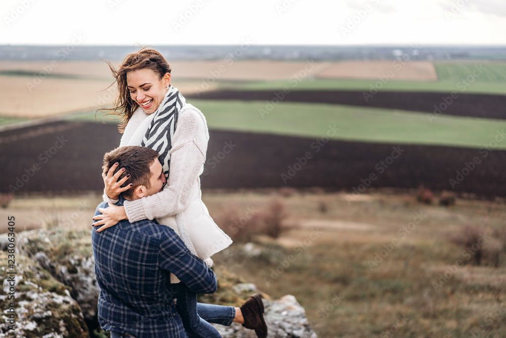 Romantic pretty young couple have fun outdoor. Romantic pretty young couple have fun outdoor.