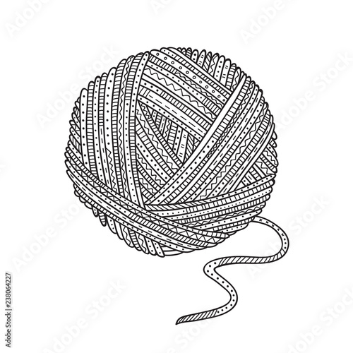 Vector illustration of ball of yarn in boho style