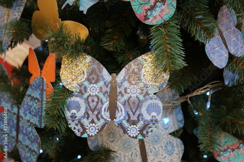 Christmas tree decoration with butterflies