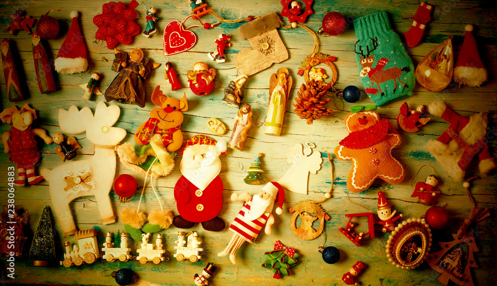 Christmas vintage background with decorations