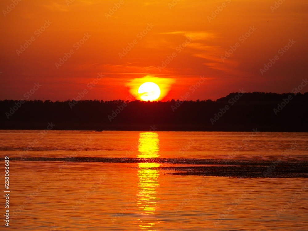 sunset on the river Dnieper