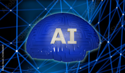 AI Artifical Intelligence concept 3D render illustration