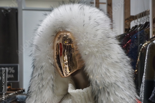 white fur hood