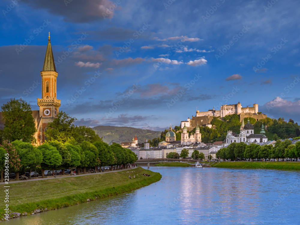 Naklejka premium Historic town centre of Salzburg, Austria