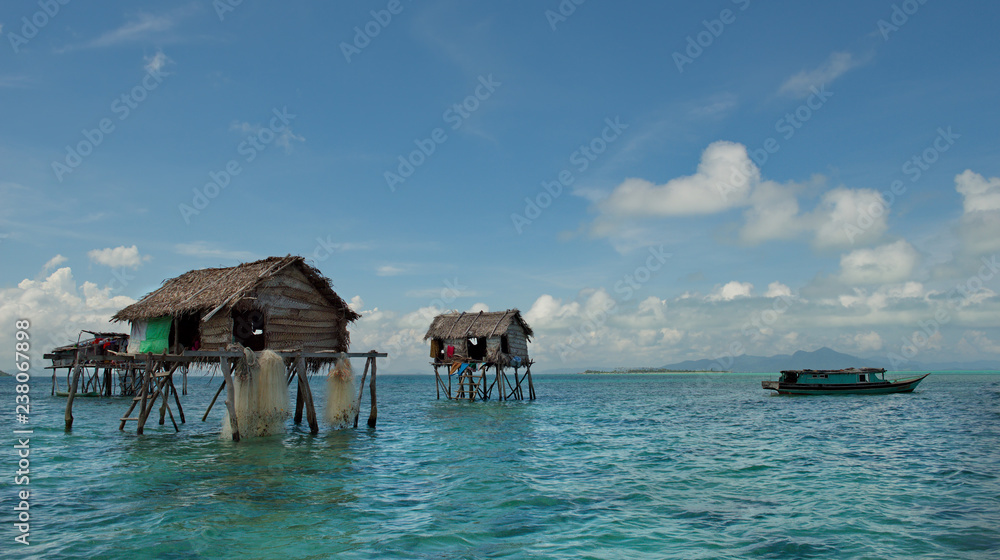 East Malaysia. Sibuan island near the city of Semporna. Calm in the fishing village of sea Gypsies