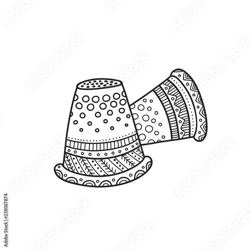 Vector illustration of thimble in boho style.
