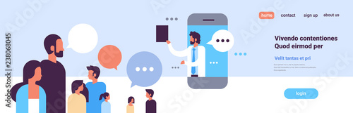 doctor chat bubble mobile application medical online consultation profile icon healthcare concept portrait banner copy space flat