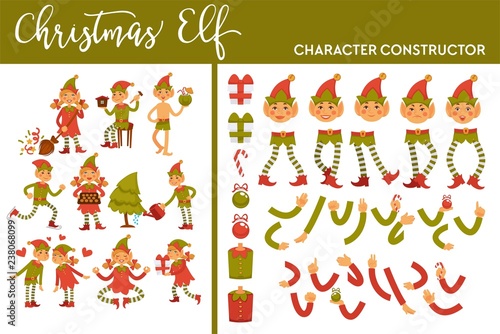 Christmas elf winter character set activities and body parts