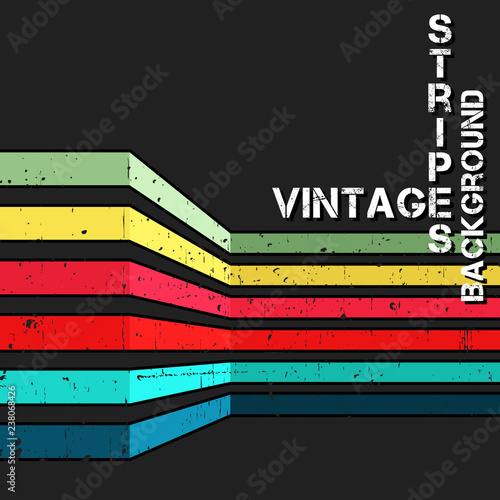 Vintage vector background with grunge colorful stripes