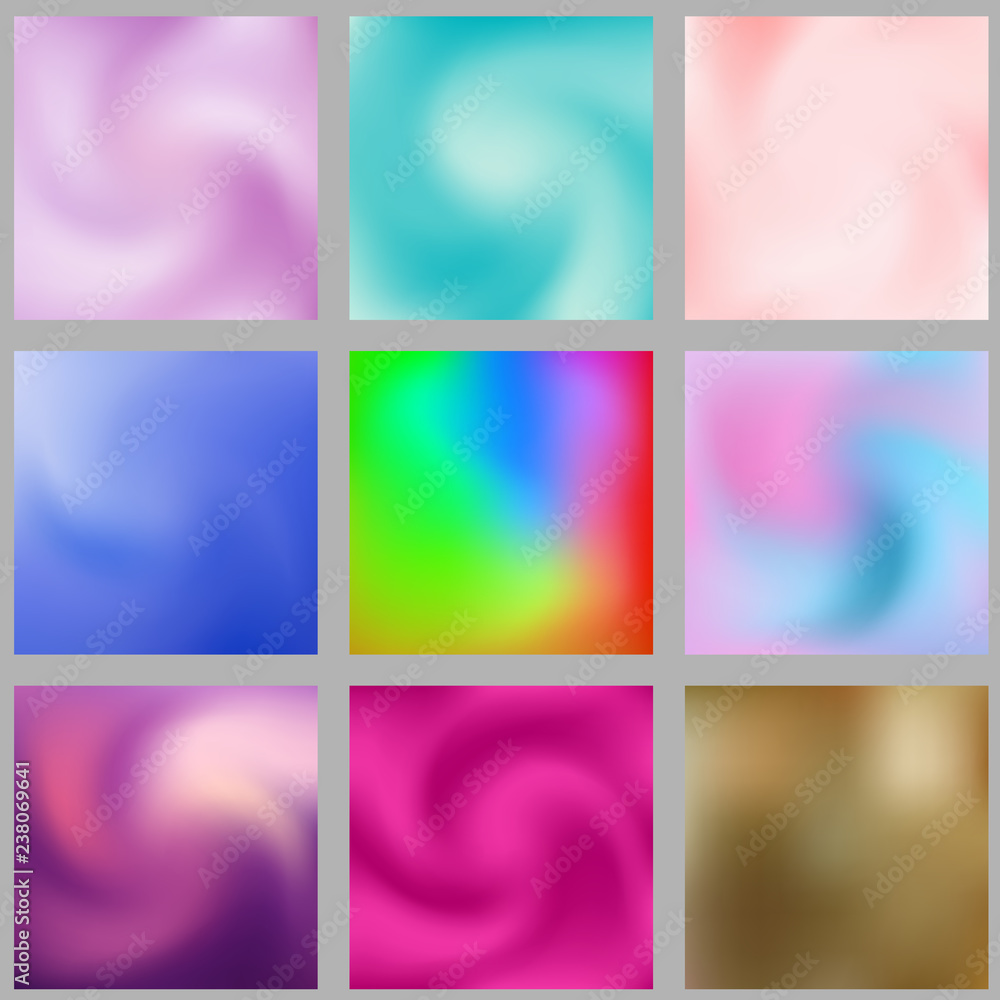 Set of abstract colorful blurred gradient mesh vector background. Element for your website, presentation, app and other. All elements are easily editable. Modern, trend colors