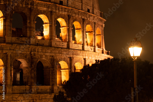 Night images of the exterior of the coloseum, also known as Il Coloseo, in Rome, Italy. photo