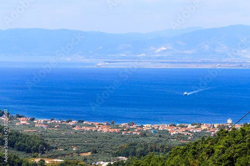 Golden beach. View from the mountain of Ipsario on the island of Thassos © dolphinartin