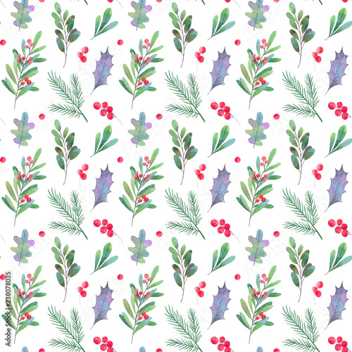 Watercolor Christmas seamless pattern