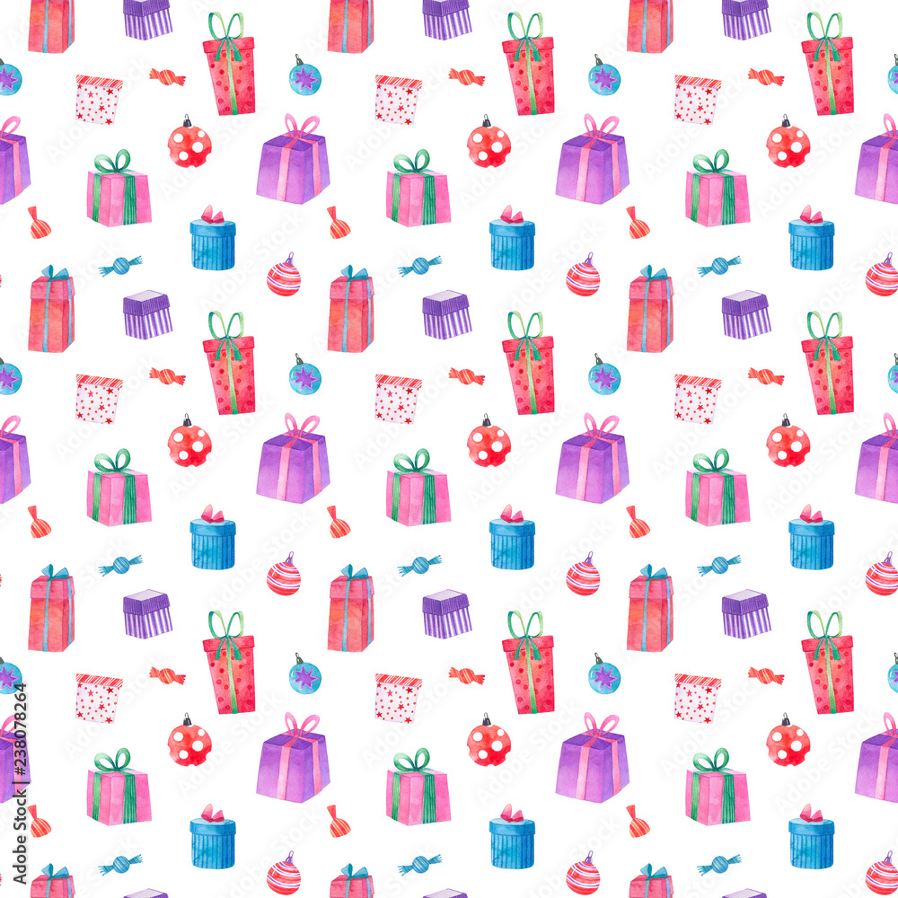 Watercolor Christmas seamless pattern Watercolor Christmas seamless pattern