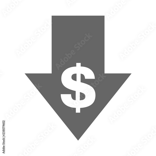 Cost reduction- decrease icon. Vector symbol image isolated on background