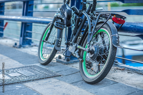 Electric bicycle outside background