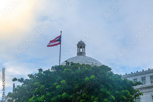 San Juan Capitol building with Puerto Rico flag in San Juan, Puerto Rico photo