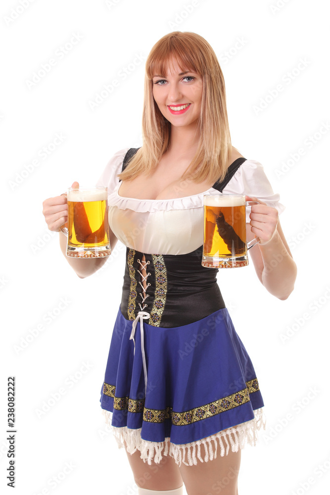 Young beautiful girl with mug of light beer Young beautiful girl with mug of light beer