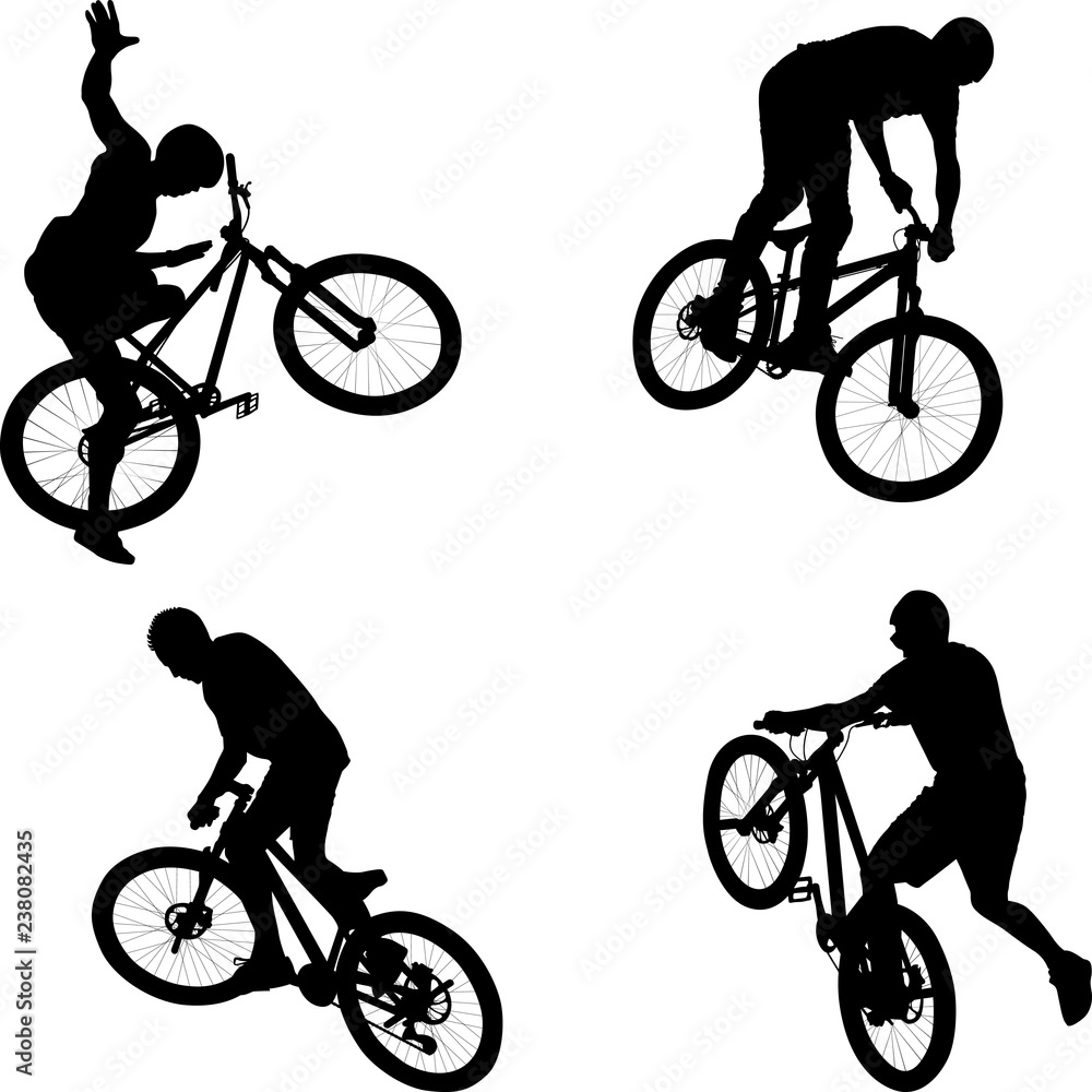 Fototapeta premium silhouette of male doing bike trick